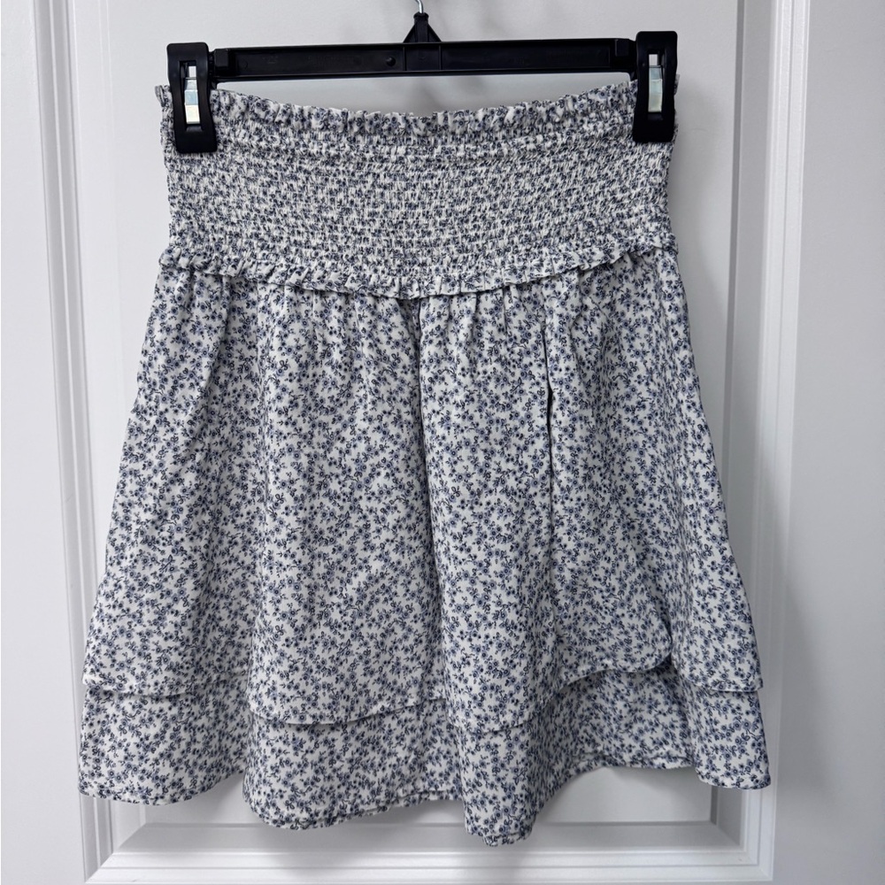 Rails Blue and White Floral Tiered Skirt
